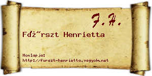 Fürszt Henrietta névjegykártya
