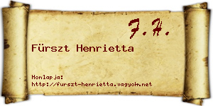 Fürszt Henrietta névjegykártya